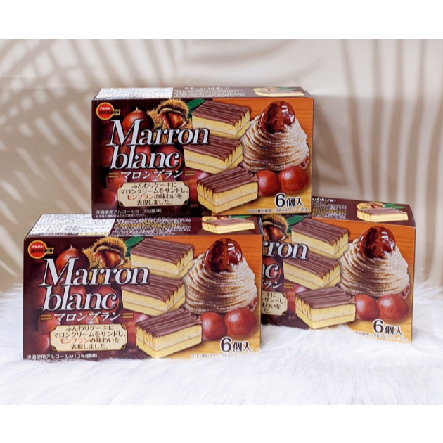 Bánh Bông Lan Nhân Kem Hạt Dẻ Maron Blanche Bourbon Nội Địa Nhật