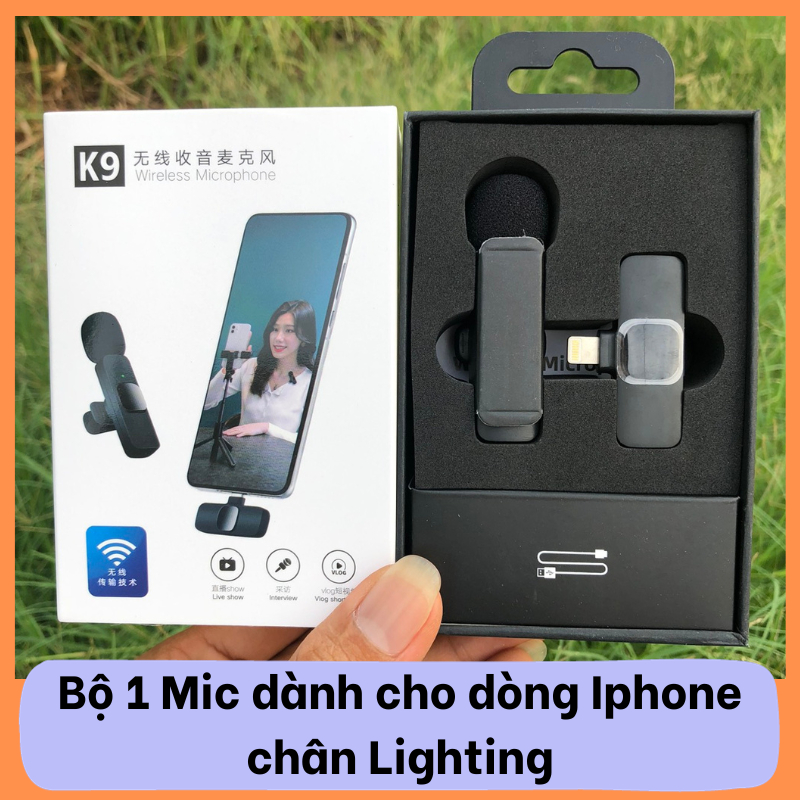 Micro Thu Âm Không Dây K9. Lọc Tạp Âm, Giảm Tiếng Ồn, Cải Thiện Chất Lượng Âm Thanh. Thích hợp Livetreams, Quay video, L