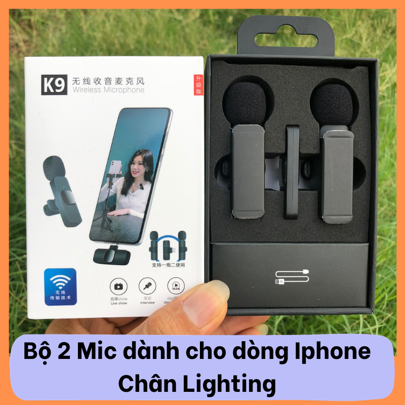 Micro Thu Âm Không Dây K9. Lọc Tạp Âm, Giảm Tiếng Ồn, Cải Thiện Chất Lượng Âm Thanh. Thích hợp Livetreams, Quay video, L