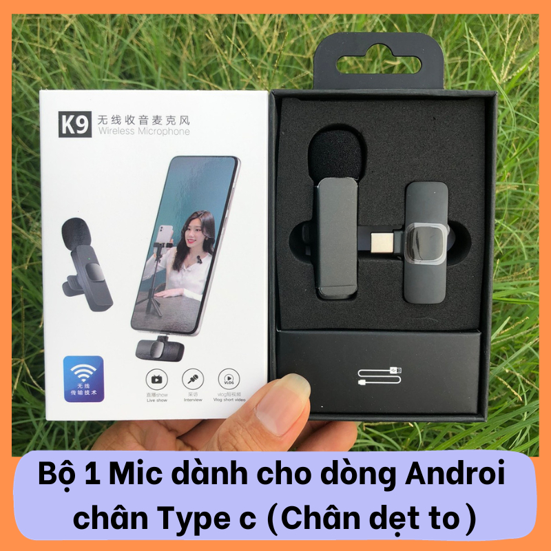 Micro Thu Âm Không Dây K9. Lọc Tạp Âm, Giảm Tiếng Ồn, Cải Thiện Chất Lượng Âm Thanh. Thích hợp Livetreams, Quay video, L