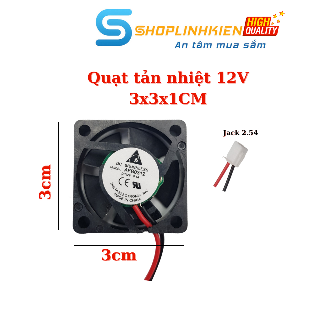 Quạt Tản Nhiệt 12V 3CM 3x3x1CM 3010-12V quạt 3Cm chạy êm -Shoplinhkienm2m