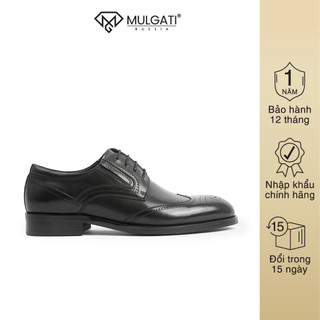 Giày tây nam mulgati wingtip brogues da bò cao cấp vân lỗ buộc dây - 5408a