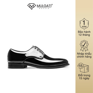 Giày tây nam MULGATI Plain Derby màu đen da bóng - 5492A