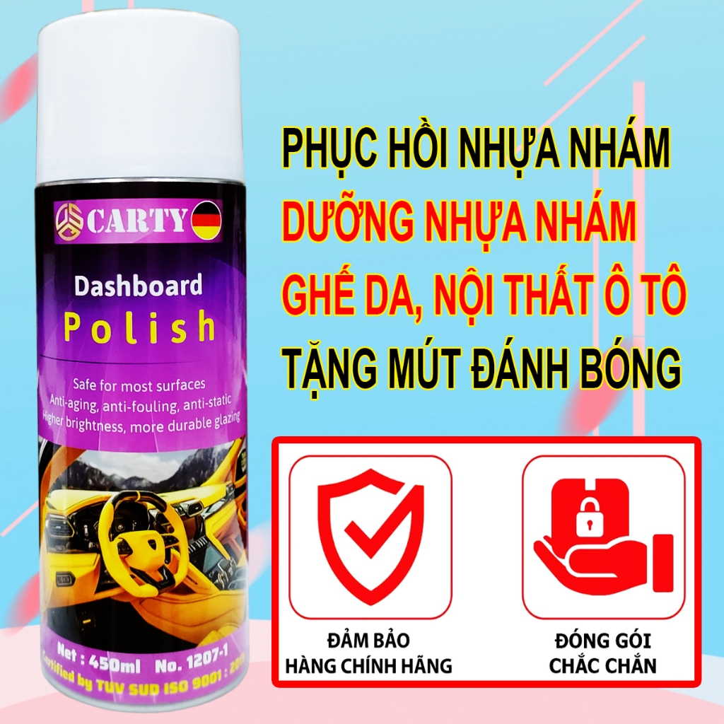 Chai xịt Phục hồi nhựa nhám - Phục hồi nhựa đen - Dưỡng nhựa nhám ô tô xe máy, dàn áo phai màu - DB Polish