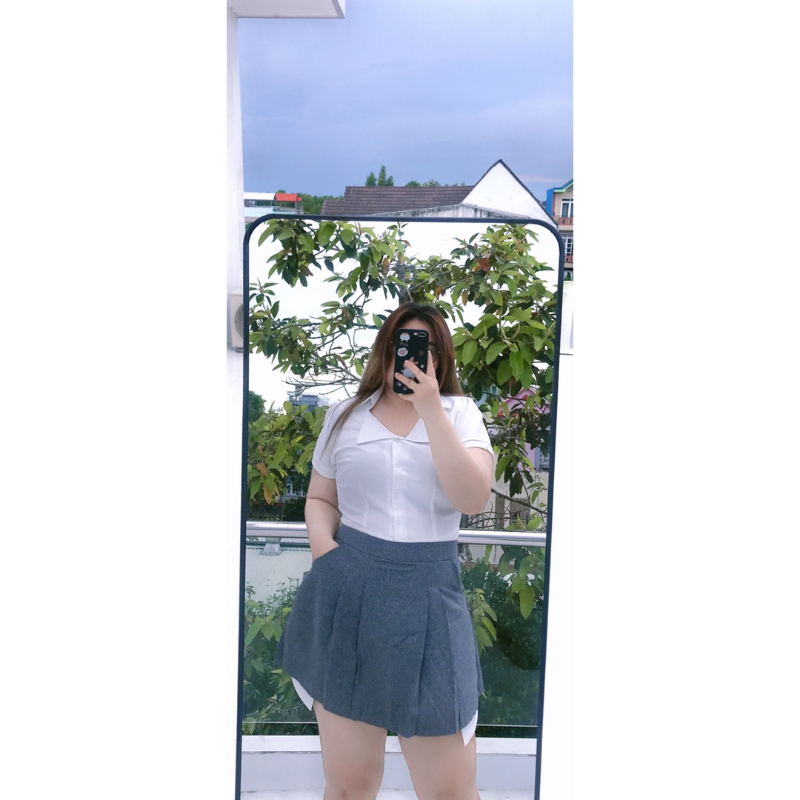 SET VÁY ÁO SƠ MI CỔ LẬT BIG SIZE 55-90kg