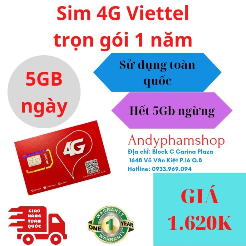 Sim 4G Viettel trọn gói 1 năm 12SD125Z 270GB/tháng