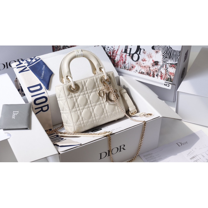 Túi quai xách Di.or lady size 17cm chất da lì tag vàng fullbox