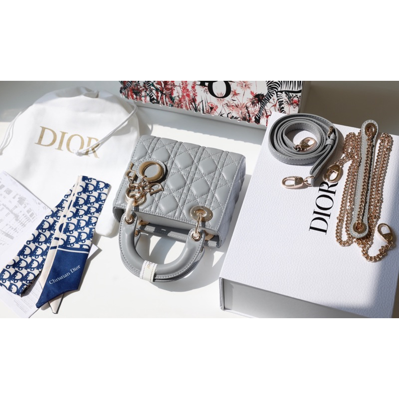 Túi quai xách Di.or lady size 17cm chất da lì tag vàng fullbox