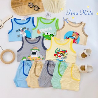    RiO Kids   Bộ ba lỗ thun lạnh Minky Mom quần phối túi thật 2 bên áo in hình lớn phối viền áo viền túi quần 