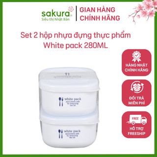 Set 2 hộp nhựa đựng thực phẩm White pack 280ml - Hàng nội địa Nhật Bản