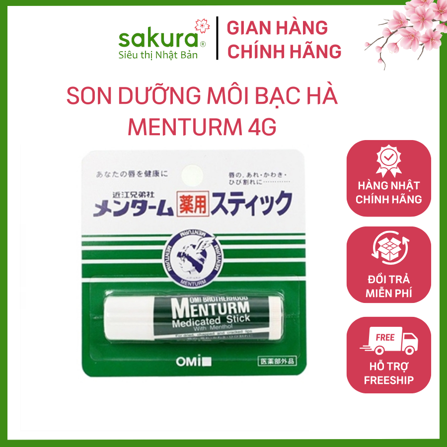 SON DƯỠNG MÔI BẠC HÀ MENTURM 4G HÀNG NHẬT
