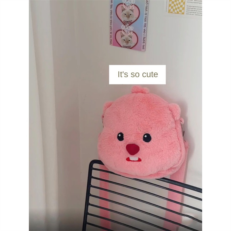 Túi đeo vai Loopy nhồi bông xinh xắn lông mịn dễ thương - Túi đeo chéo Loopy