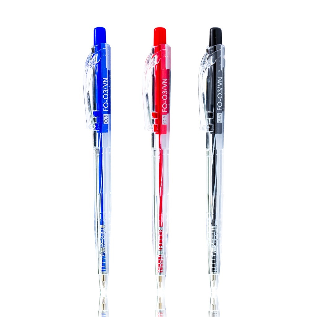 Hộp 20 Bút bi Thiên Long FO-03 ngòi 0.5mm - cấu tạo 3 cạnh dễ cầm, mực không độc hại tiêu chuẩn quốc tế