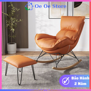 Ghế sofa thư giãn đọc sách cao cấp, ghế tựa lưng bập bênh tặng kèm đôn chân