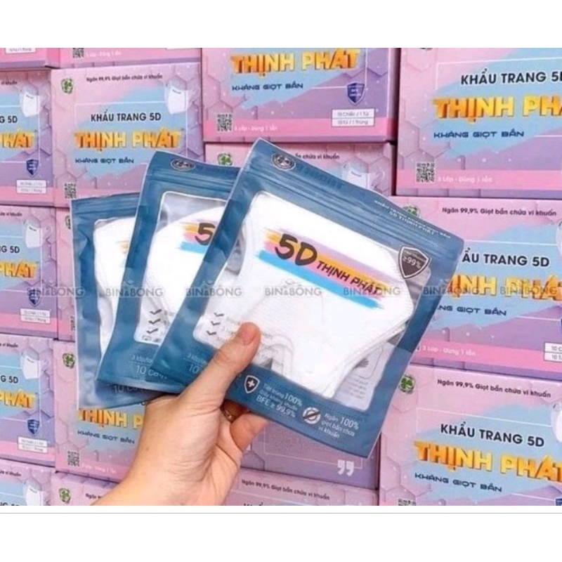 Khẩu trang 5D Thịnh Phát chính hãng 2 hộp (200 cái) dành cho người lớn