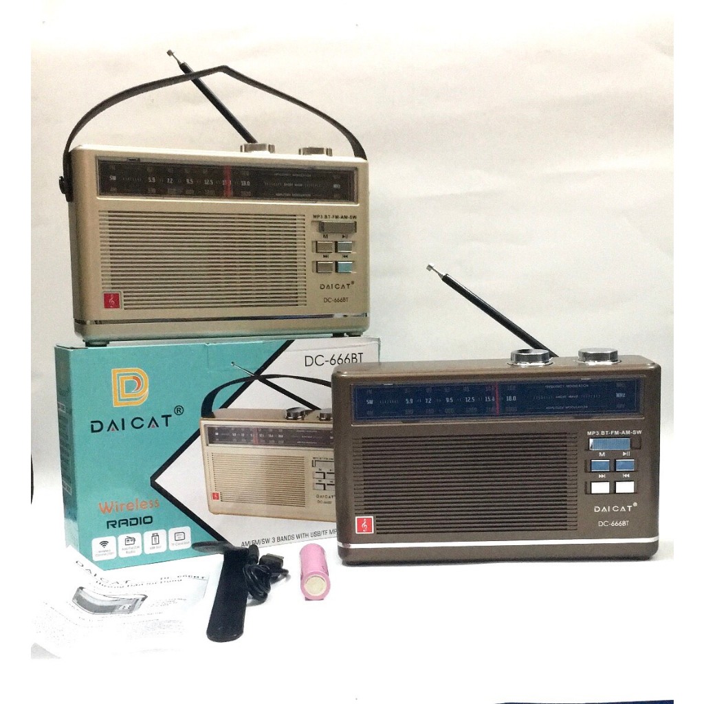 Máy Nghe Nhạc Kiêm Đài Radio FM DAICAT DC- 666BT Có Hỗ Trợ Thẻ Nhớ TF và USB, Bluetooth