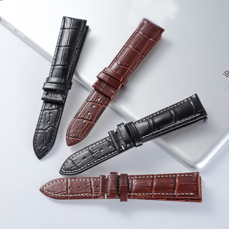 Dây đồng hồ da nam nữ nhiều màu da bò thật hai mặt dập vân cá sấu size 14mm 16mm 18mm 19mm 20mm 21mm 24mm