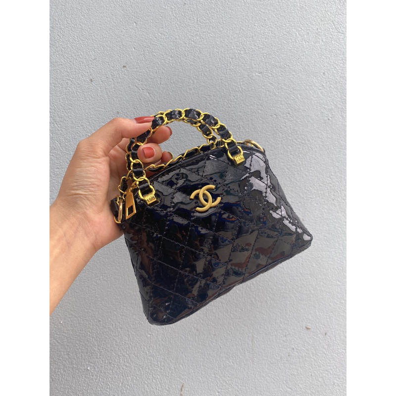 Túi Xách Nữ Mini  Cha neo Hến Da Dóng Dây Pha Xích