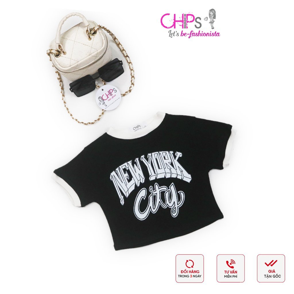 Áo Crotop Cộc Tay In Chữ Có Hai Màu Cho Bé Gái