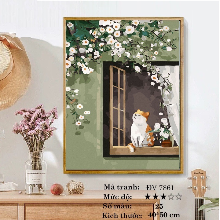 KHUNG1.6 CM- Tranh sơn dầu số hóa rẻ,đẹp,TẶNG KHĂN,tranh tô màu theo số- ĐÃ CĂNG KHUNG 40x50,CÓ SƠN BÓNG-MÀU-CỌ-MÓCTREO