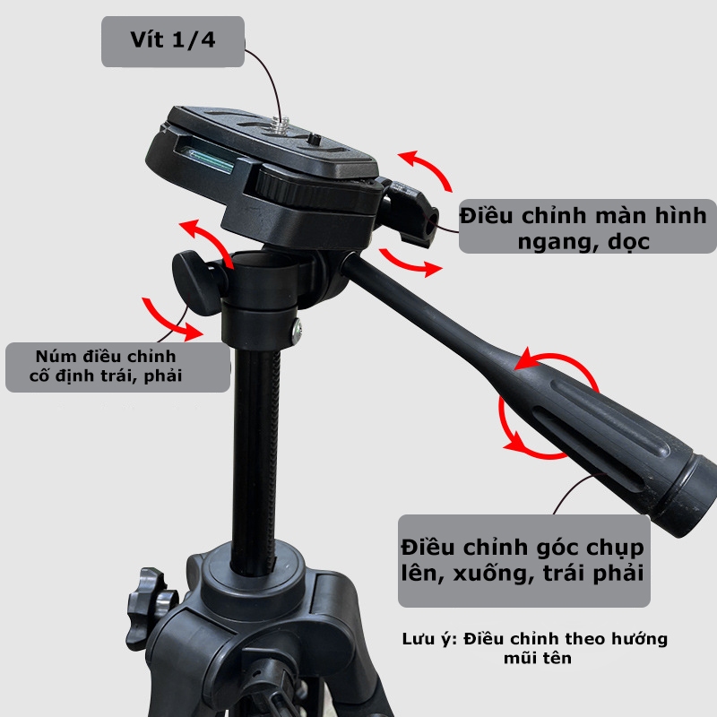 Tripod Điện Thoại Kiêm Chân Máy Ảnh 360 Độ 3 Chân Đa Năng, Điều Chỉnh Cao Thấp, Thiết Kế Chắc Chắn Cao 170cm - HOLOCOM