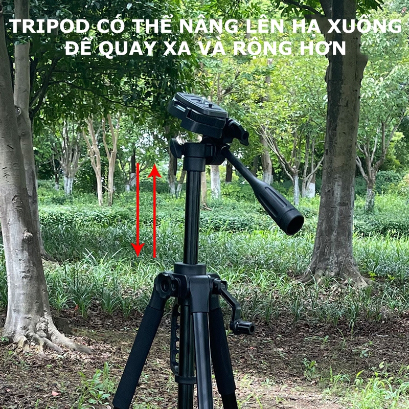 Tripod Điện Thoại Kiêm Chân Máy Ảnh 360 Độ 3 Chân Đa Năng, Điều Chỉnh Cao Thấp, Thiết Kế Chắc Chắn Cao 170cm - HOLOCOM