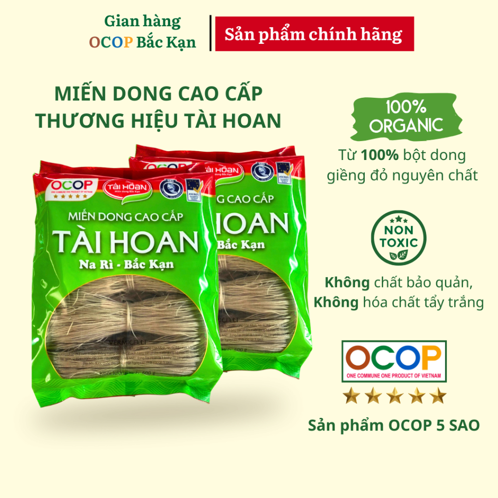 Miến dong hữu cơ cao cấp, không nát, không bở dai giòn thương hiệu Tài Hoan