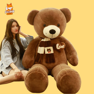Gấu bông teddy nâu khổng lồ đeo khăn kích thước 140cm cao cấp foxx store