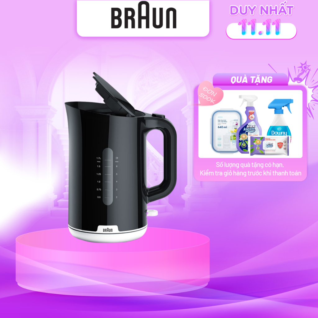 Ấm siêu tốc Braun WK1100BK-Hàng chính hãng 100%, bảo hành 24 tháng