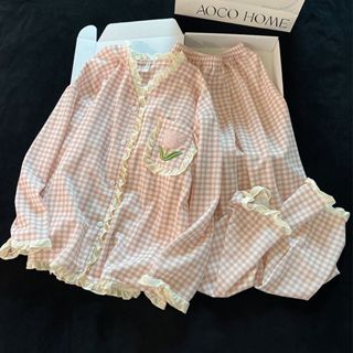  {Có Sẵn} Đồ Ngủ Nữ BD8 Kẻ Hồng Bộ Ngủ Nữ Kẻ Caro Nhẹ Nhàng Tiểu Thư Đồ Bộ Nữ Mặc Nhà  Set Mặc Nhà Dễ Thương 