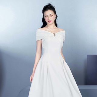 LAVIEM - Váy trắng đen thiết kế trễ vai Findy