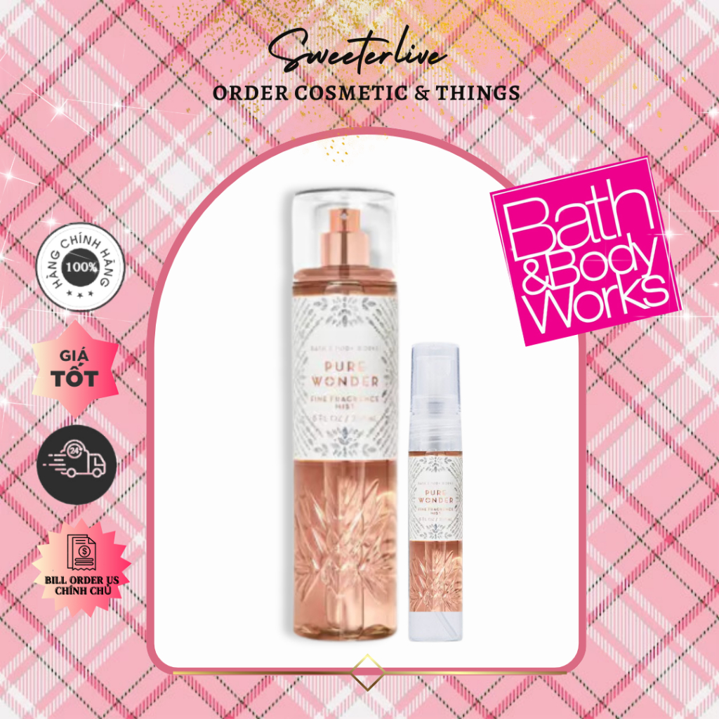 PURE WONDER Body Mist (Bill US) - Xịt thơm toàn thân BATH & BODY WORKS