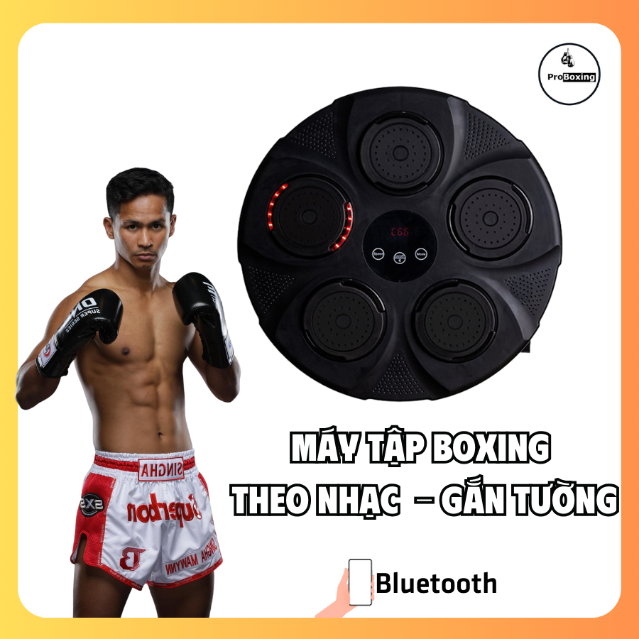 (BẢN PRO) HÀNG LOẠI 1 Máy Tập Boxing Gắn Tường Theo Nhạc Kết Nối Bluetooth Có Đèn Led 2024