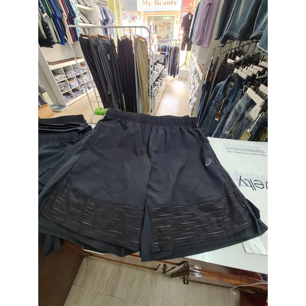 Quần short thể thao tennis A.sic$ chính hãng, lưng thun có dây cột, ống xẻ bên đùi, túi sau có khóa kéo/ size M L XL