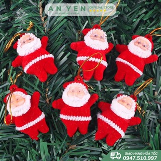 Set 6 ông già noel trang trí cây thông làm quà tặng noel giáng sinh