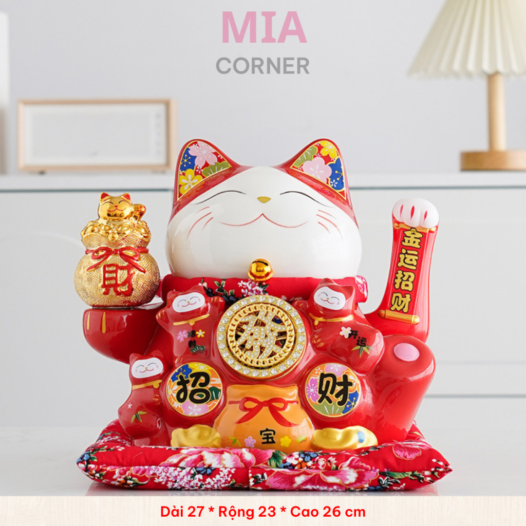 Mèo thần tài vẫy tay phong thuỷ , làm từ gốm sứ cao cấp, dùng làm quà tặng trang trí