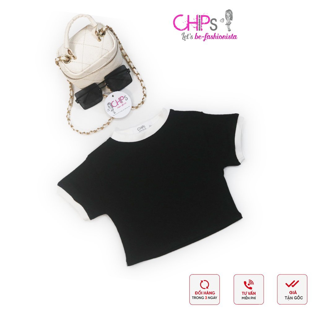 Áo Croptop Cộc Tay phối Lé Có Ba Màu Cho Bé Gái