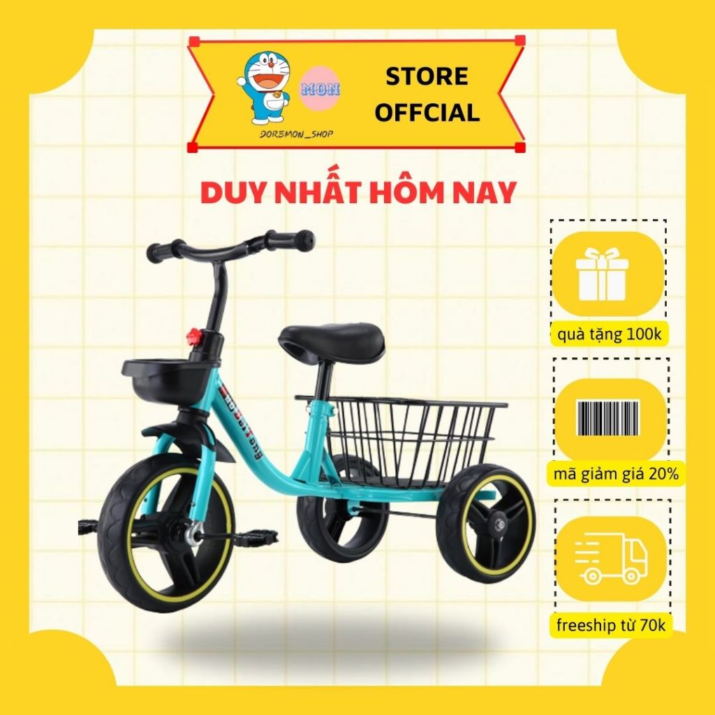 Xe đạp 3 bánh, xe đạp trẻ em có giỏ sắt lớn đằng sau