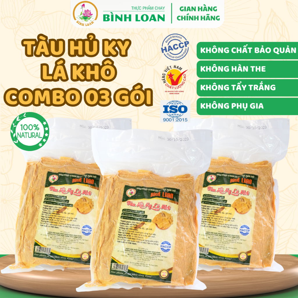 Tàu Hủ Ky Lá Khô - Váng Đậu Lá Khô, Phù Trúc Lá Khô - Thực Phẩm Chay Bình Loan - Túi 250g/gói