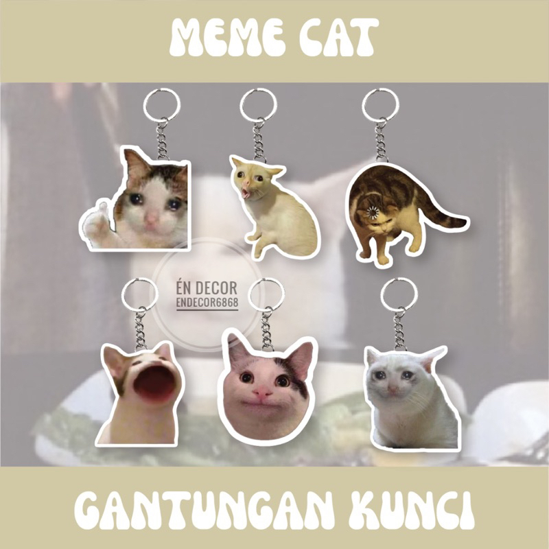 Móc khoá mèo, meme cat , móc khoá bựa, móc khoá dễ thương
