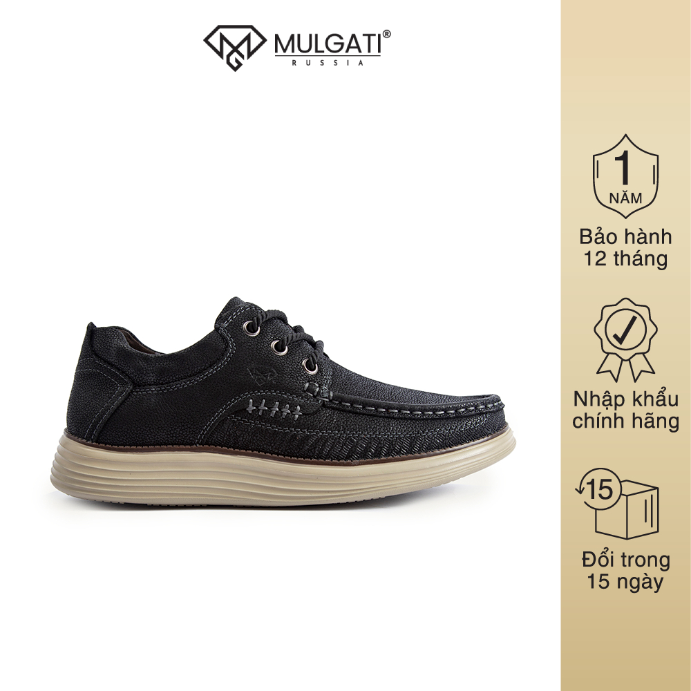 Giày da nam MULGATI Casual da bò cao cấp buộc dây da sần - 203128