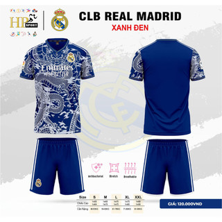BỘ đồ đá banh real màu xanh đen 2023