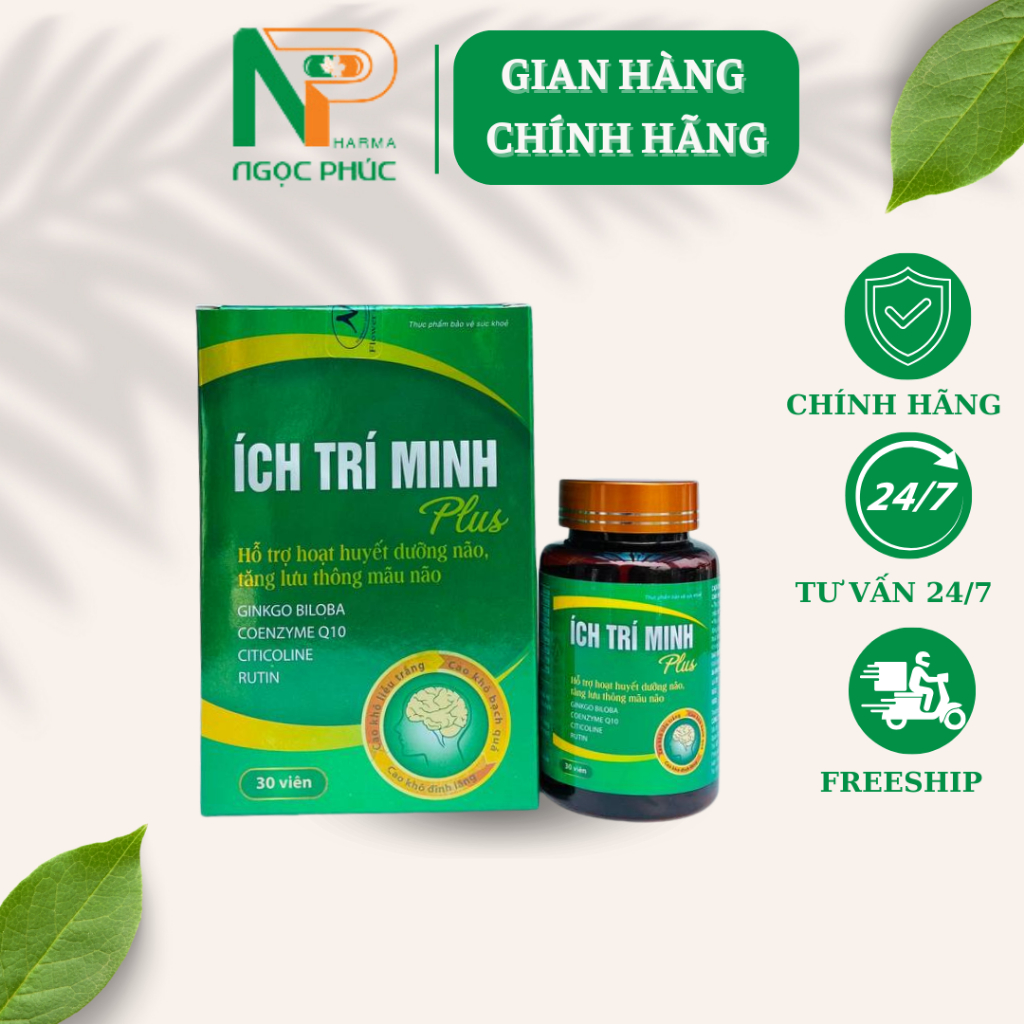 Ích Trí Minh Plus Hỗ trợ tăng tuần hoàn máu não cải thiện trí nhớ hiệu quả lọ 30 viên -𝘿𝙋_𝙉𝙜𝙤̣𝙘 𝙋𝙝𝙪́𝙘