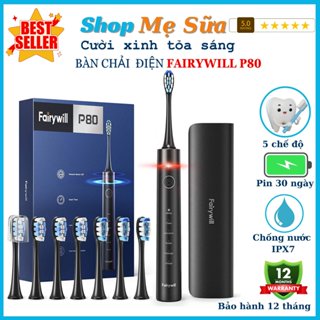Bàn chải điện Fairywill P80 có cảm biến lực chải răng, tặng 8 Đầu bàn chải- 5 Chế độ chải răng, bảo hành 1 năm
