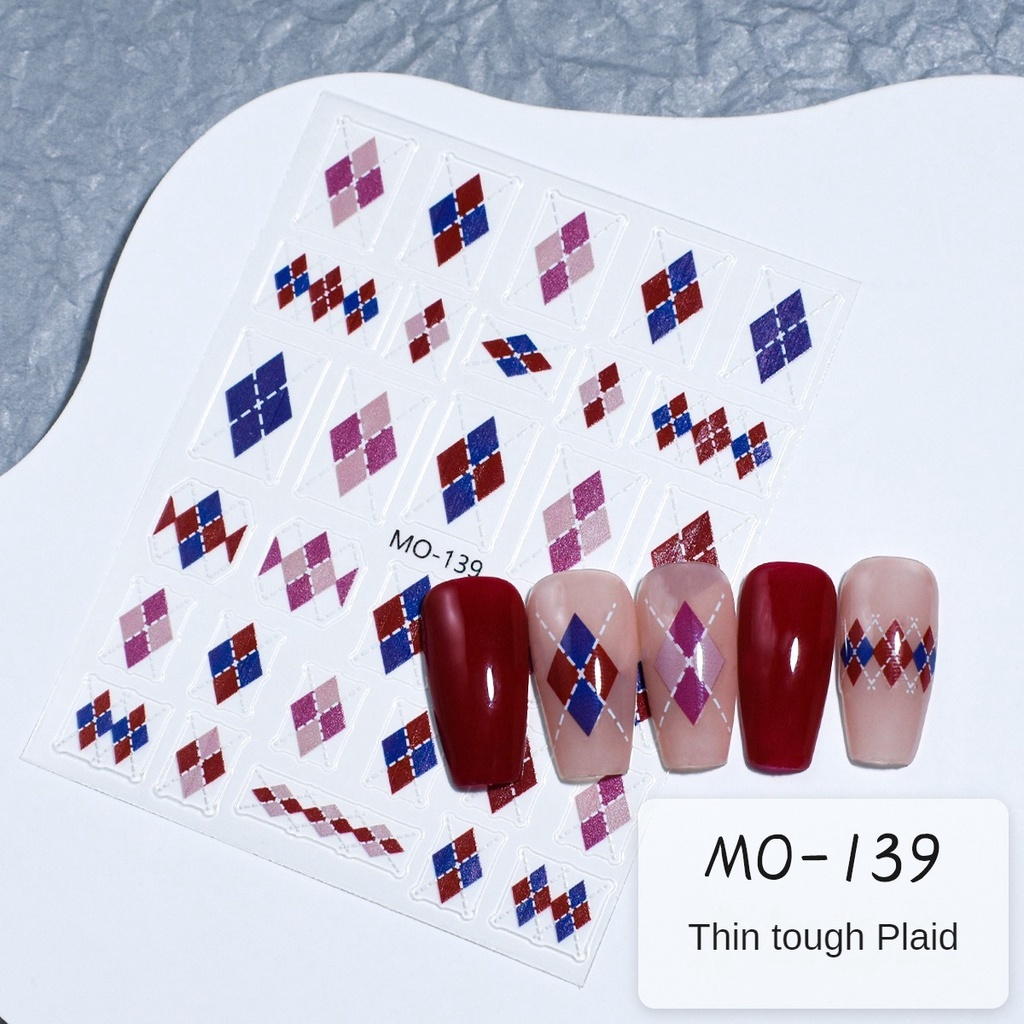 Miếng dán móng tay nghệ thuật kẻ sọc, sticker lụa 5d