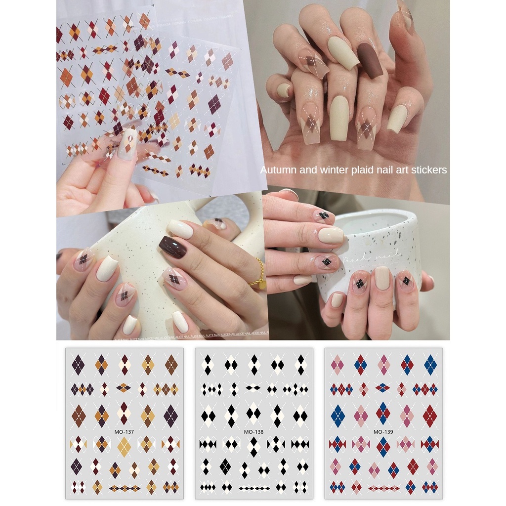 Miếng dán móng tay nghệ thuật kẻ sọc, sticker lụa 5d