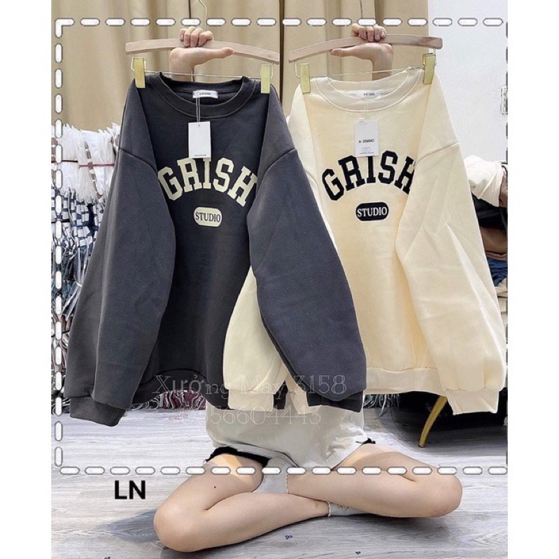 Áo nỉ bo GRISH nỉ lót bông tay bồng