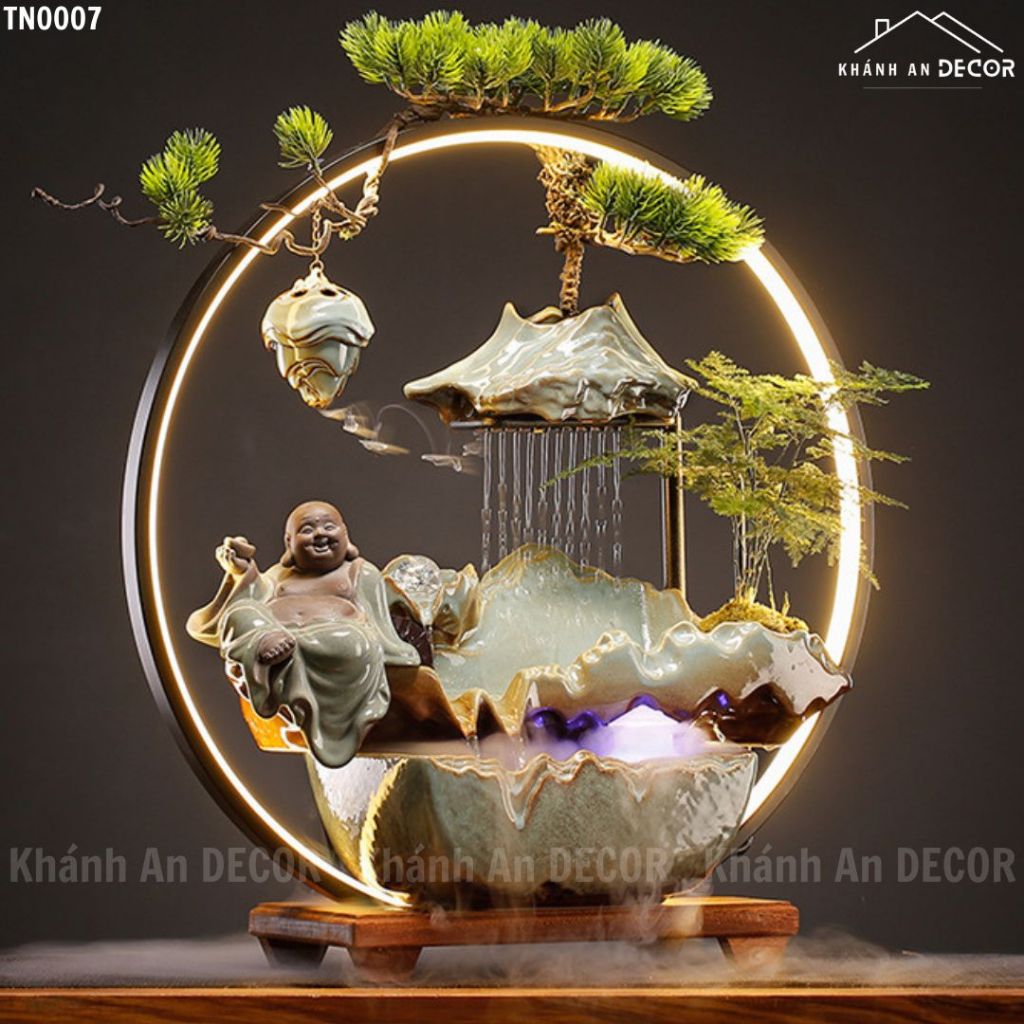 Thác khói xông trầm phong thủy an nhiên size lớn - đủ mẫu kèm đèn led cao cấp Khánh An DECOR