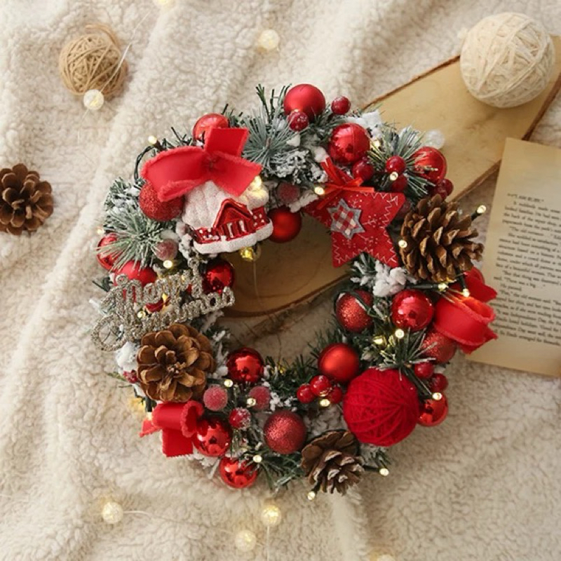 Vòng nguyệt quế treo trang trí noel, vòng trang trí Giáng sinh phong cách Bắc Âu - Gọn Decor
