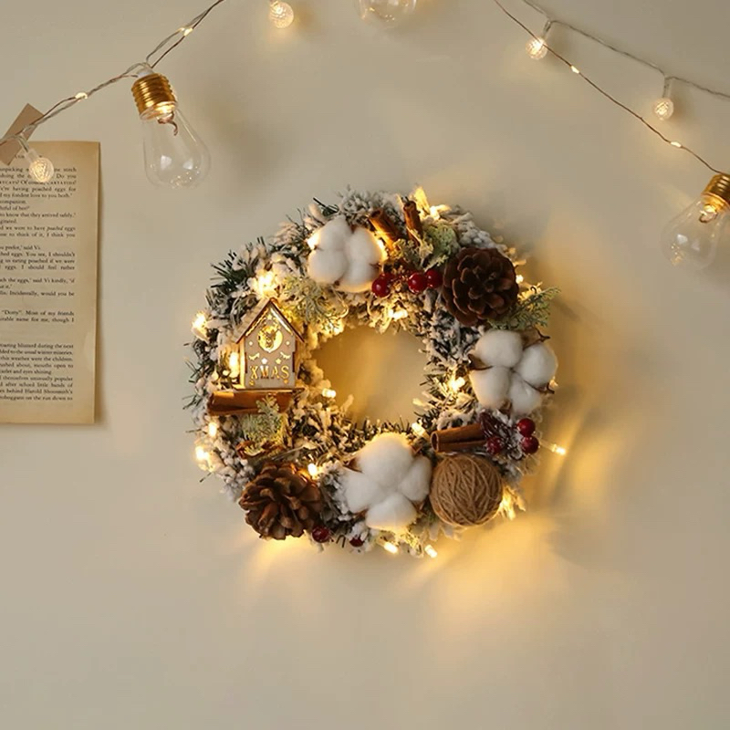 Vòng nguyệt quế treo trang trí noel, vòng trang trí Giáng sinh phong cách Bắc Âu - Gọn Decor